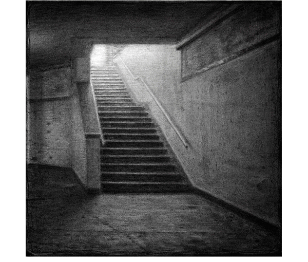 "Una escalera". l�piz y cont� ,25 x 25 cm.