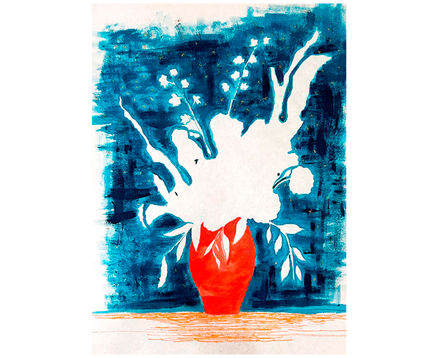 "Sera". Hilo de seda y algod�n bordado sobre papel. 78 x 53 cm.