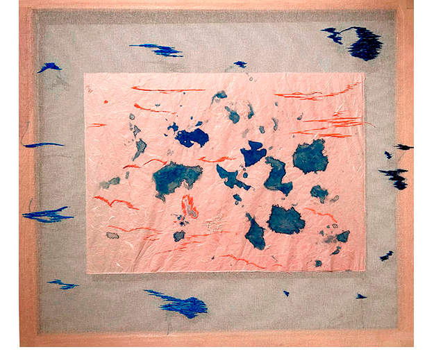 �All� arriba�. Hilo de seda y algod�n bordado sobre papel Japon�s. 90 x 100 cm.