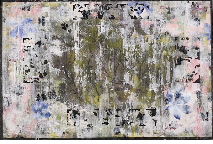 " Sombra y encuentro ". T.Mixta sobre madera. 81 x 122 cms.