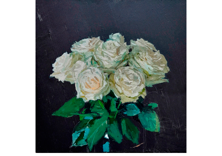 Rosas. 2024. �leo sobre pizarra. 40 x 40 cm.