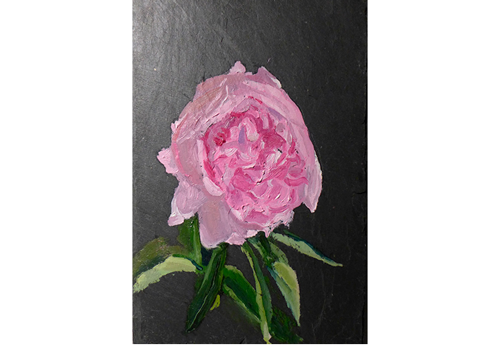 Peonia I. �leo sobre pizarra. 26 x 17 cm.
