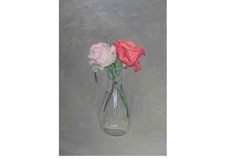 Dos rosas I. �leo / lienzo. 46 x 38  cm.